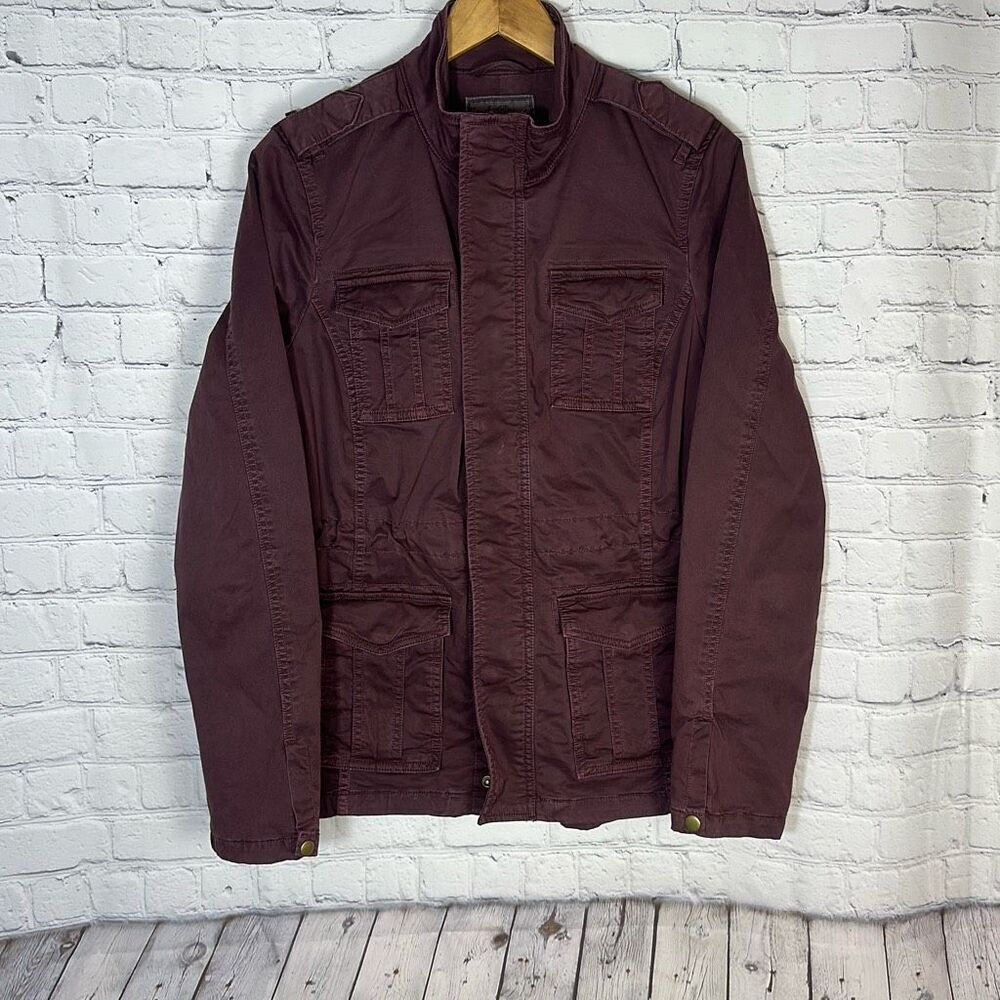 Lucky Brand Jacket Womens Medium Burgundy Pockets Stretch Military Streetwear
